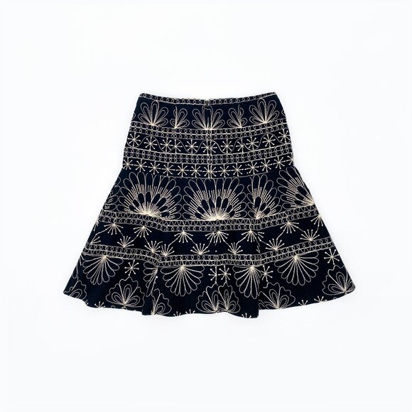 Vintage Nanette Lepore (Y2K| Embroidered Fit & Flare Skirt | EXCELLENT! - Picture 1 of 6